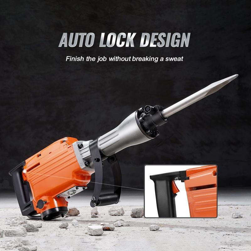 VEVOR Demolition Jack Hammer with 2/4/6 Chisel Bit, 360°C Swiveling