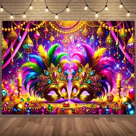 Carnival Diamonds Mask Bokeh Photography Background Carnival Theme Masquerade Party Decor Golden Carnival Masks Masquerade Background Fiesta Mardi Gras Prom Party Photo Background (5X3FT)