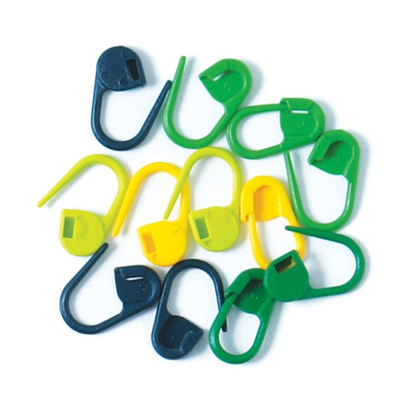 KnitPro K10899 Locking Stitch Markers - Green, Blue, Yellow (Pack of 30)