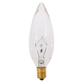Satco S3230 120V Torpedo Candelabra Base 15-Watt B9.5 Light Bulb, Clear