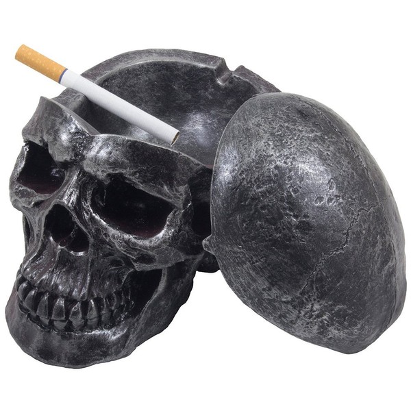 Spooky Human Skull Ashtray with Cover for Scary Halloween Decorations and Decorative Skulls & Skeletons Figurines As Gothic Smoking Room Decor Gifts for Smokers by Home-n-Gifts