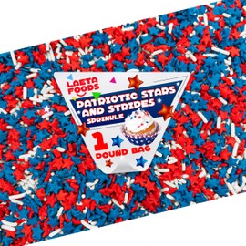 Red White and Blue Sprinkles | 1 Pound Bag | Patriotic Stars and Stripes Sprinkles for 4th of July Desserts, Cupcakes, Cookies, and Independence Day Decorations