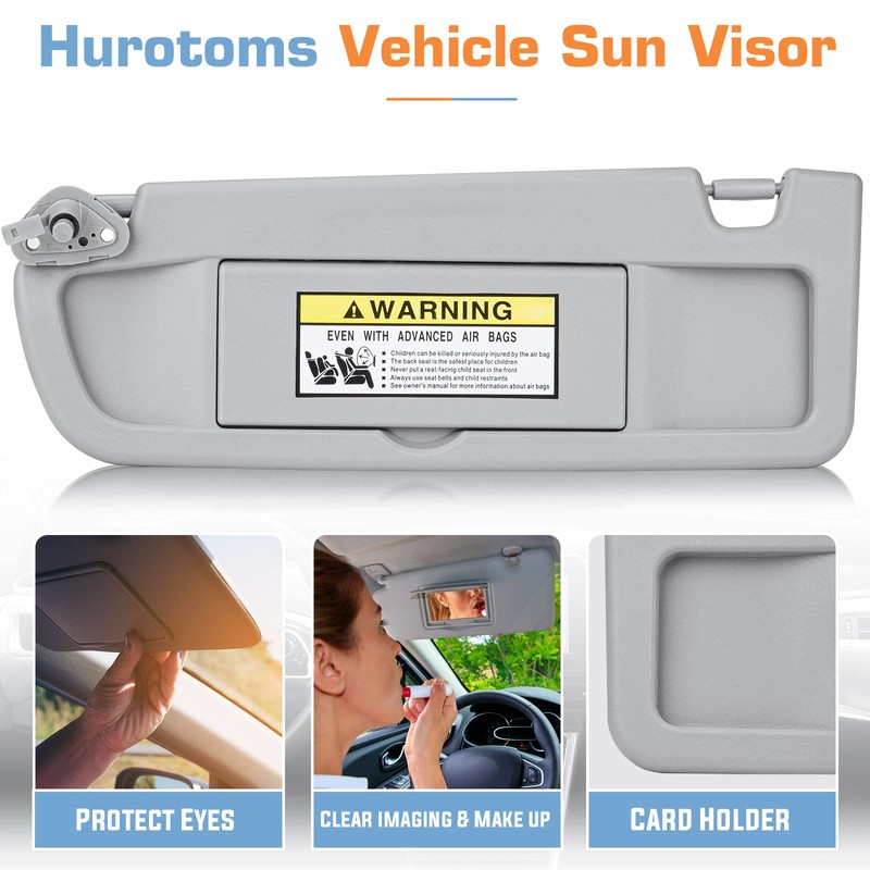Hurotoms Left Driver Side Sun Visor Without Light for 2006