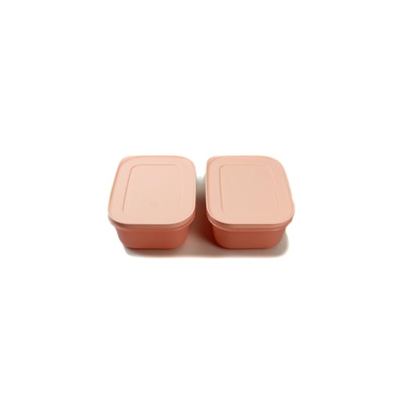 TUPPERWARE Freezer Containers 450ml (2) Pink Flat Ice Crystal Ice