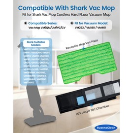 RuannoClean Replacement Mop Pads Compatible with Shark Vac Mop VM252 VM401 VM180 VM200 VM250 VM200P12 Cordless Hard Floor Vacuum Mop, Reusable Vac Pads Work with VCM60 VCD60 VCW60 VCO60, 4+2+1Pack