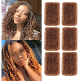 TOOPBIUTI Afro Kinky Bulk Hair 12 Inch Spring Twist Braiding Hair Bulk Locs Dreadlock Extensions Afro Kinky Curly Crochet Braid Hair (30#, 8inch-6pc)