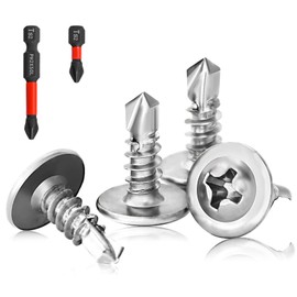 CYLBAQ Self Tapping Screws M4.2x13mm, Wafer Head Phillips Self Drilling Screws, 60pcs Self-Tapping Roofing Screw with PH2 Screwdriver Bit for Metalwork Plastics Wood Furniture