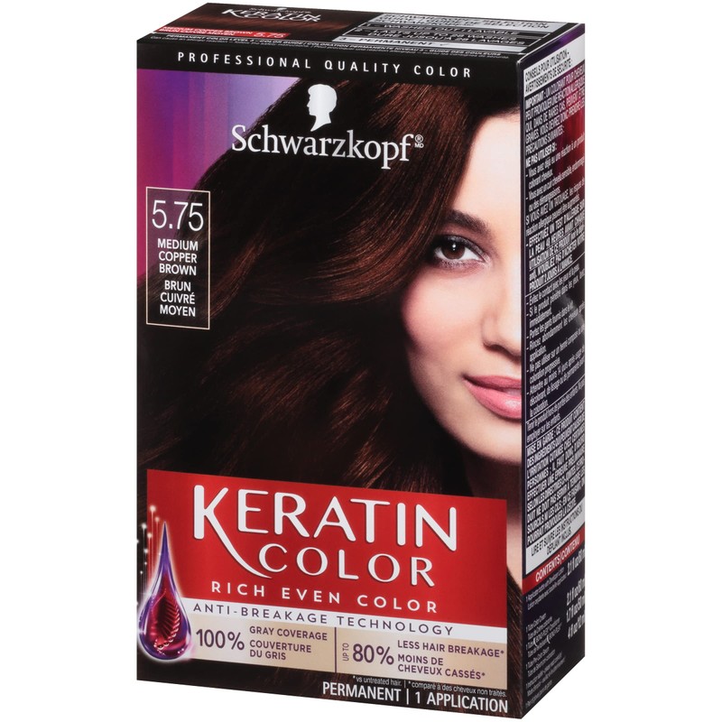 Schwarzkopf Keratin Color Permanent Hair Color Cream, 5.75 Medium Copper