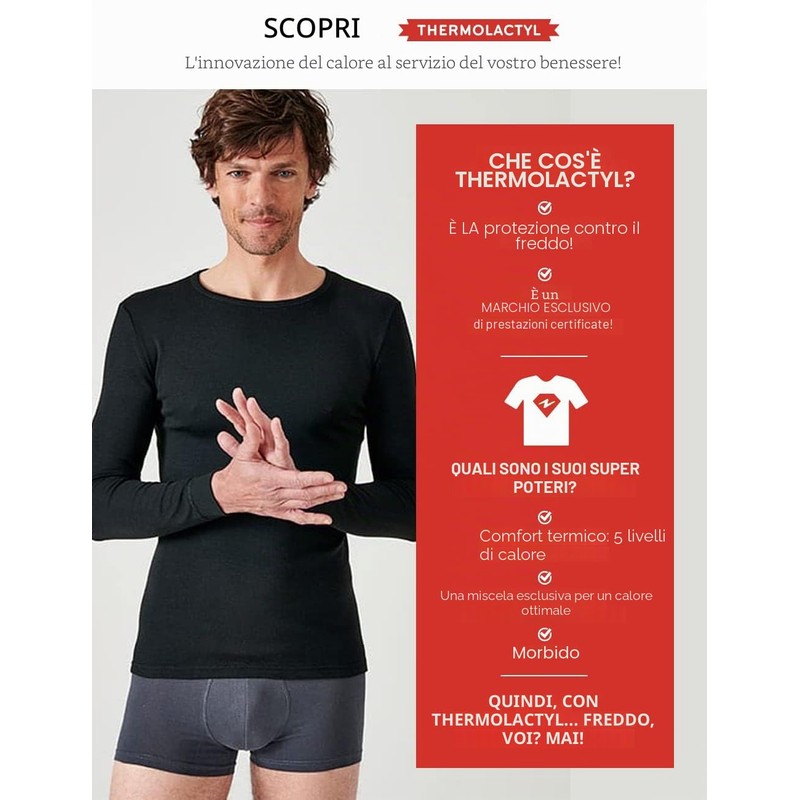T-Shirt a Maniche Lunghe in Thermolactyl Traforato Nero M