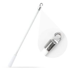 12 Inch White Fiberglass Blind Wand with Metal Hook, Window Blind Tilt Wand, Vertical Blind Wand Control Replacement Parts, Handle Curtain Stick Blind Rods for Opener Accessory, 1Pcs