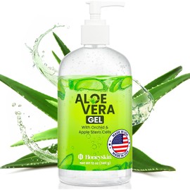 Honeyskin Gel De Aloe Vera Orgánico Para Rostro Con Células Madre De Orquídeas Y Manzana - Gel De Aloe Calmante E Hidratante Para Alivio De Quemaduras Solares Y Cuidado Después Del Sol