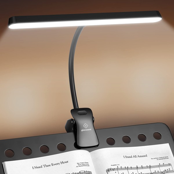 Glocusent Music Stand Light, Clip On Piano Light, 3 Tone Levels & 5 Brightness Adjustable, Stand Type, Music Light, Memory Function, Eye Care, 57 LED Beads, Type-C Rechargeable, Up to 140 Hours of Lighting, For Piano, Guitar and Other Musical Instruments