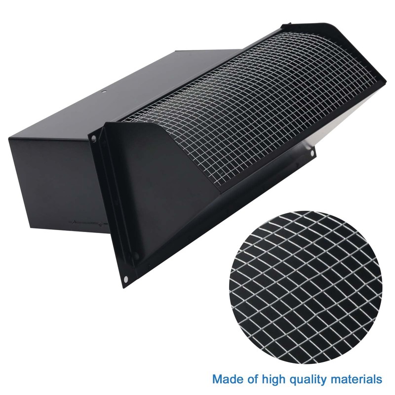 Hooded Wall Vent with Screen and Damper, Galvanized Steel Wall