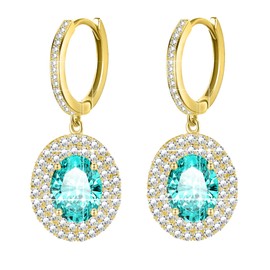 KristLand Earrings Hoop Earrings Gold Stud Earrings with Sparkling Oval Cubic Zirconia Stones Party Wedding Birthday Gift for Women Ladies Girls, Cubic Zirconia