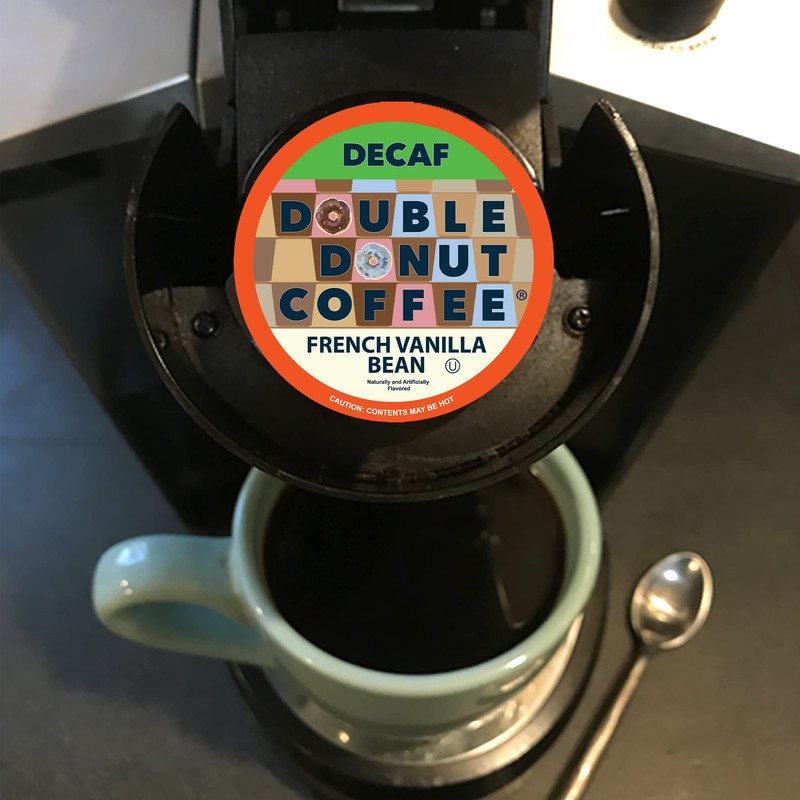 Double Donut Coffee Decaf French Vanilla Coffee Pods, Medium Roast