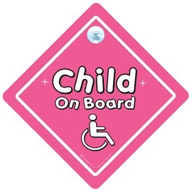 Disabled Child On Board Car Sign Pink, Disabled Sign, Disabled Girl, Baby On Board Car Sign, Baby On Board Sign, Car Sign, Baby Car Sign (740)