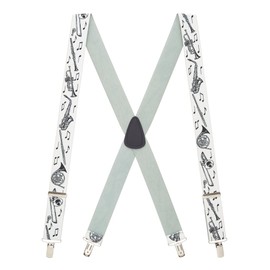 Suspender Store Novelty Musical Instruments Design Suspenders - 1.5-Inch Wide Elastic - X-Back - Clip - 54" for 6'1" to 6'5" tall