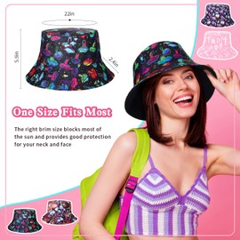 4 Pcs Mushroom Bucket Hat for Women Men Teens Reversible Printed Packable Beach Sun Hat Summer Mushroom Stuff Cute Festival Accessories Outdoor Rave Clothes Fisherman Cap for Travel Fishing Hiking
