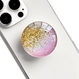 WUYULB Clear Crystal Glitter Collapsible Expandiing Moblile Phone Grip Stand Holder for Smartphones and Tablets Cell Phone Accessory (Gold Pink Glitter)
