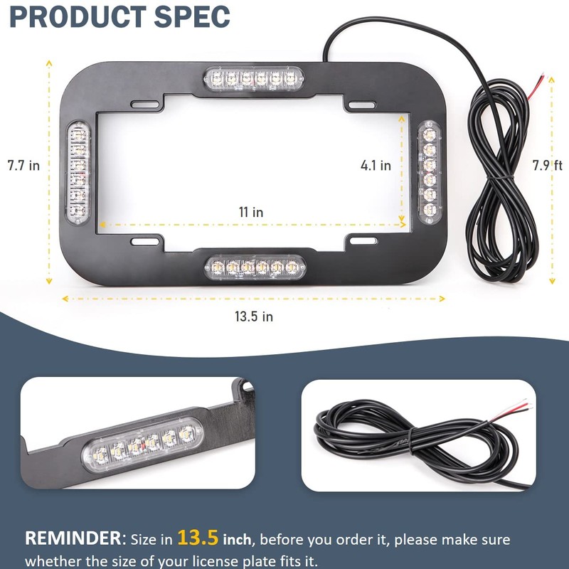 ROUTEKING 13.5" 24 LED License Plate Strobe Lights Waterproof License