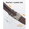JUKMO 38mm Leather Ratchet Belt Mens Gift Boxed, dark brown