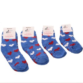 6 Pairs Warm Fuzzy Socks for Kids with Grippers - Non Skid Slipper Socks for Toddlers - Debra Weitzner