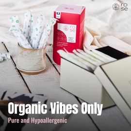 Rose Organic Tampons - Super, Cardboard Applicator, 100% Organic Cotton Security Veil, Unscented - 14 Count (Pack of 1)