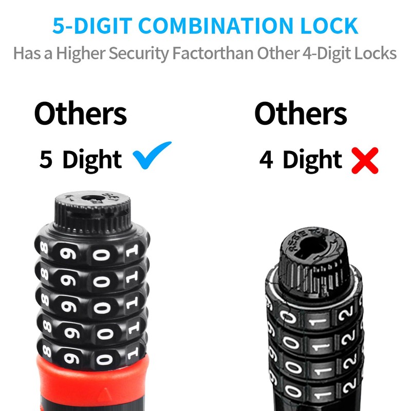 SISAV Heavy Duty Bike Chain Lock 3.2FT with 5 Digit