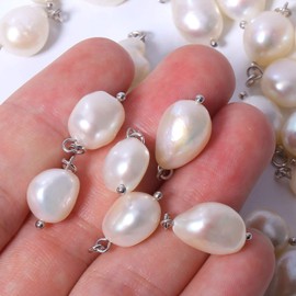 Wholesale 6 PCS Freshwater Pearl Charms Baroque Cultured Pearls Pendant Bulk for Jewelry Making