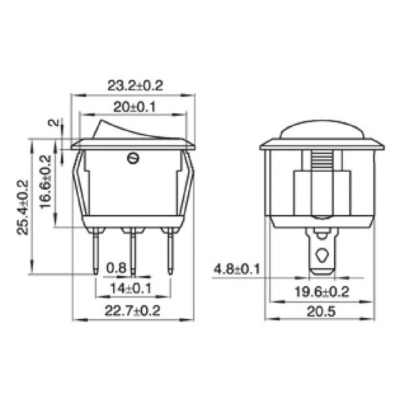 MC POWER Rocker Switch 3-Pin Red Rocker (Illuminated), 250 V/6.5