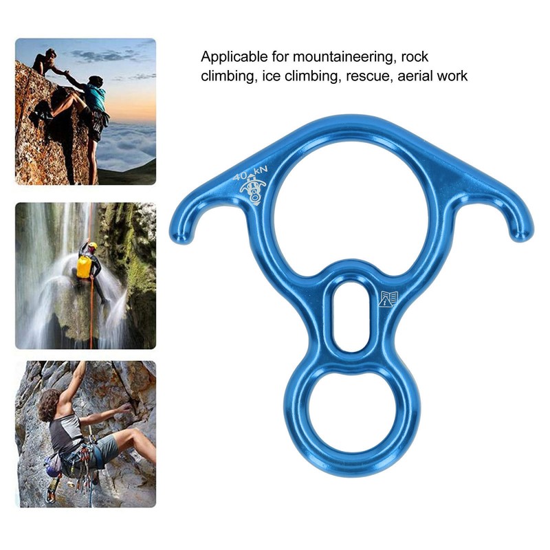 Descender Gear Aluminium Alloy 40KN Pulling Force Ox Horn Shaped