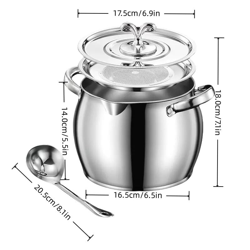 118oz Stainless Steel Jumbo Bacon Grease Container with Removable Strainer,