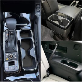 Cup Holder Coaster for Kia Telluride Accessories 2020 2021 2022 2023 2024 2025 Silicone Cup Holder Insert Mat Non-Slip Center Console Pad Car Interior Accessories Decoration (Black Trim,6-pcs kit)