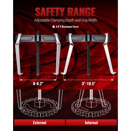 Reywoo 2-Jaw Reversible Gear Puller for External (8.2" Max) & Internal (10.5" Max) Pulling, Heavy-Duty Bearing, Flywheel, Pulley and Gear Remover Tool, Adjustable CR-V Steel