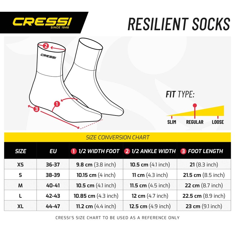 Cressi Unisex Neoprene Resilient 5mm Ultra Stretch Diving Socks, Black,