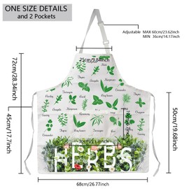 MBMSO Herb Garden Apron Herb Lovers Gifts Herb Plant Apron with Pockets Herb Themed Apron for Herb Growers Herbalist Gifts (Herb Apron-w)