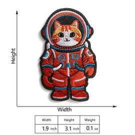 U-Sky Sew or Iron on Embroidered Patches | Adorable Orange Cat Astronaut in Red Space Suit Design | Fun Cosmic Animal Theme for Jackets Bags Hats | 1.9"x3.1" 3PCs Pack