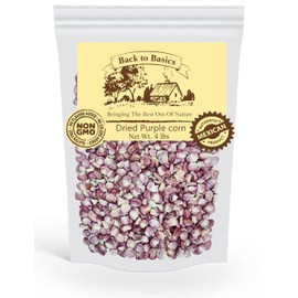 Back to Basics Dried Corn – 4 lb Resealable Bag – Non-GMO Whole Kernel Corn for Tortillas, Pozole, Soups, Cornbread, Flour & More – Heirloom Quality for Traditional Cooking (4 Pounds, Purple Corn)