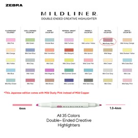 ZEBRA MILDLINER Double-Ended Creative Highlighter set of 35 colors/qullity original Pink pen pouch