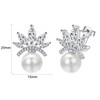 Airokiy Faux Pearl Cluster Earrings for Women Crown Rhinestone Tiny