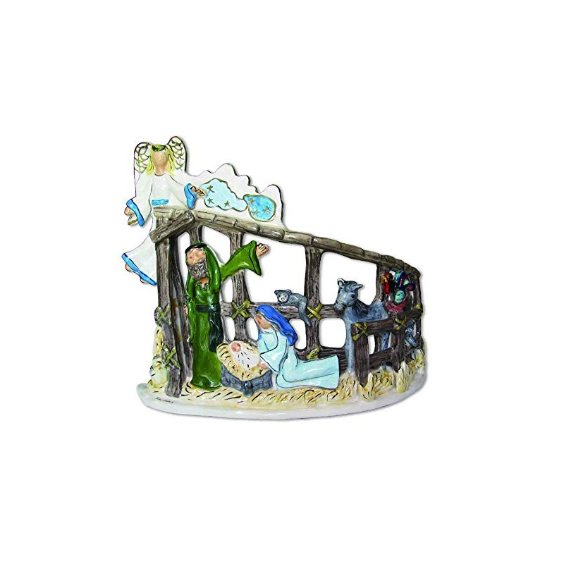 Blue Sky Ceramics Bethlehem Nativity Tealight Holder, Multi (995133)