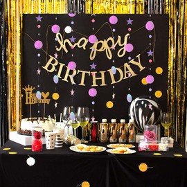 Goresory 2 Pieces Iridescent Party Decoration Twinkle Little Stars Garlands Hanging Decoration for Disco Birthday Party Bridal Graduation Decorations