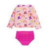 RuffleButts Baby/Toddler Girls Long Sleeve Rash Guard 2 Piece Swimsuit