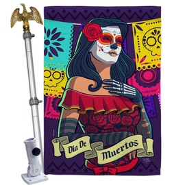 Breeze Decor La Calavera Catrina House Flag Eagle Set Fall Day of Dead Dia De Los Muertos Fiesta Mexican Party Autumntime Decoration Banner Small Garden Yard Gift Double-Sided, Made in USA