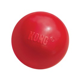 KONG Ball with Hole - Durable Dog Fetch Toy for Training, Interactive Playtime & More - Classic KONG Natural Rubber Ball - Red - For Small Dogs