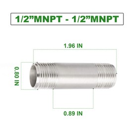 TAISHER 4PCS Stainless Steel Pipe Fittings, 1/2" NPT x 1/2" NPT Male Threaded, 2" Length Nipple Cast Pipe