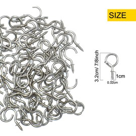 50Pcs 7/8 Inches Brass Plated Ceiling Hooks Cups Screw Hooks Silver