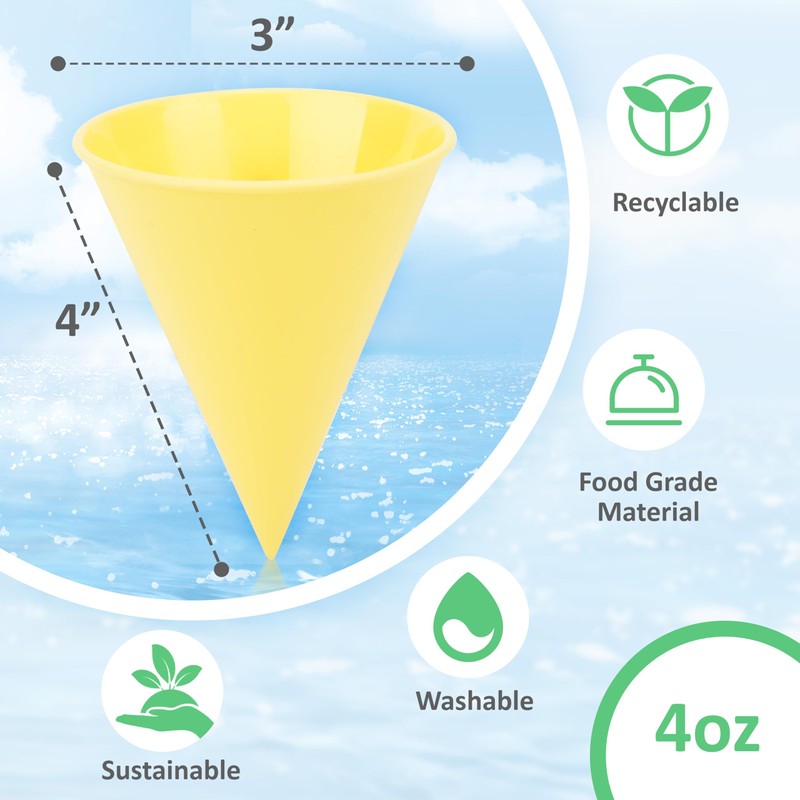 Kiicii Reusable Plastic Snow Cone Cups, Sturdy Shaved Ice Cups
