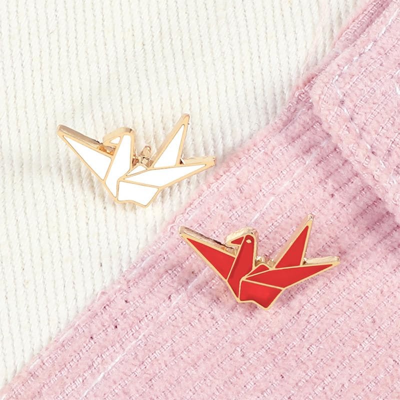 SHIDXIB 6Pcs Exquisite Enamel Alloy Brooch Set Delicate Paper Crane