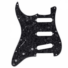 Guitar Anatomy Left Handed Stratocaster Electric Guitar Pickguard Scratch Plate USA MEX - Black Pearl